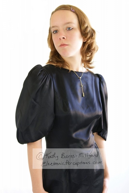 Stock Photo: Black Satin Dress - by Kathy Burns-Millyard