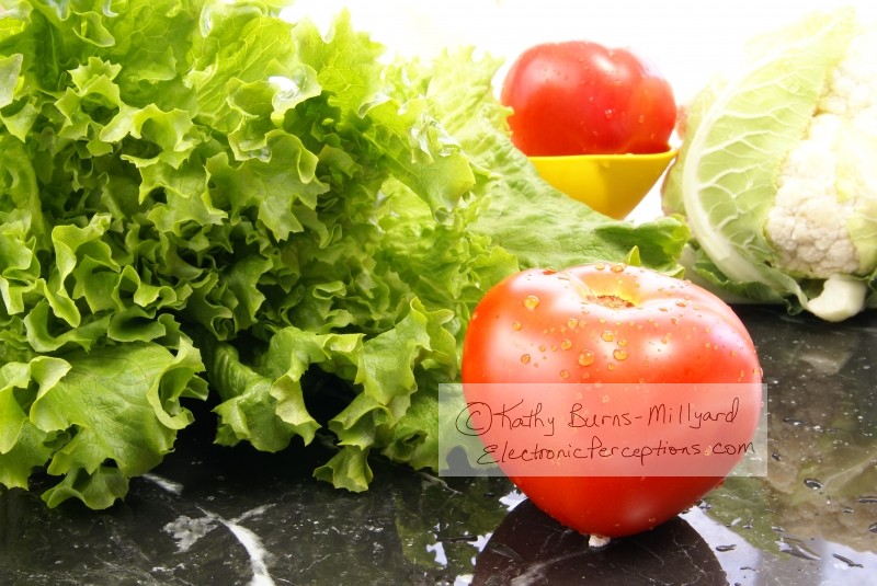 Stock Photo: Lettuce and Tomato - by Kathy Burns-Millyard