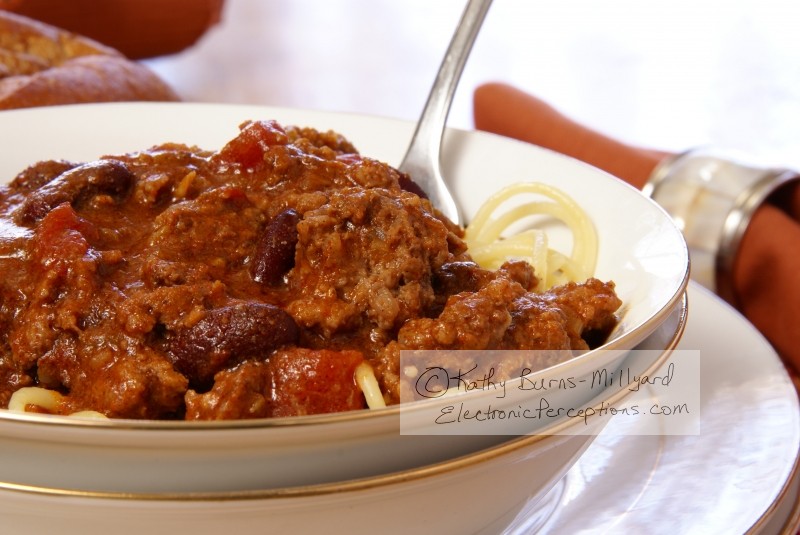 Stock Photo: Chili and Spaghetti - by Kathy Burns-Millyard