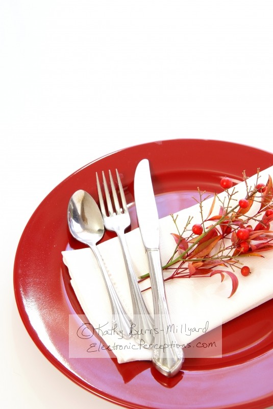 Stock Photo: Red Table Setting - by Kathy Burns-Millyard
