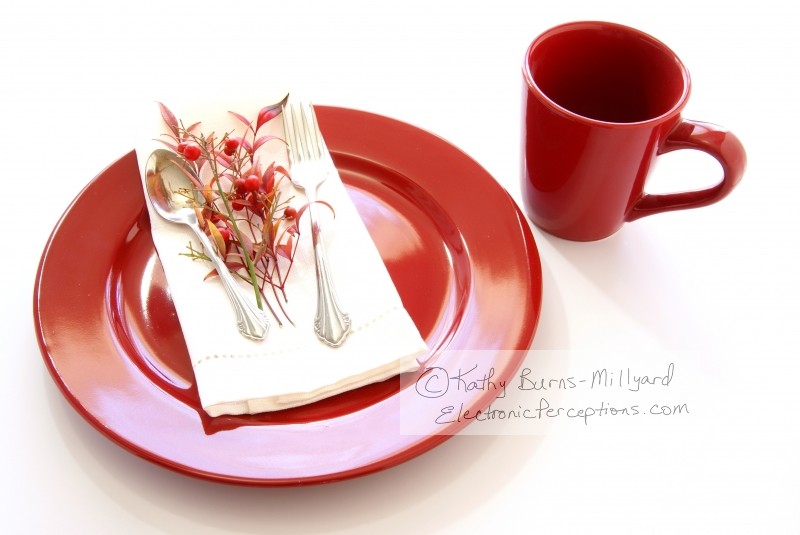Stock Photo: Red Table Setting - by Kathy Burns-Millyard