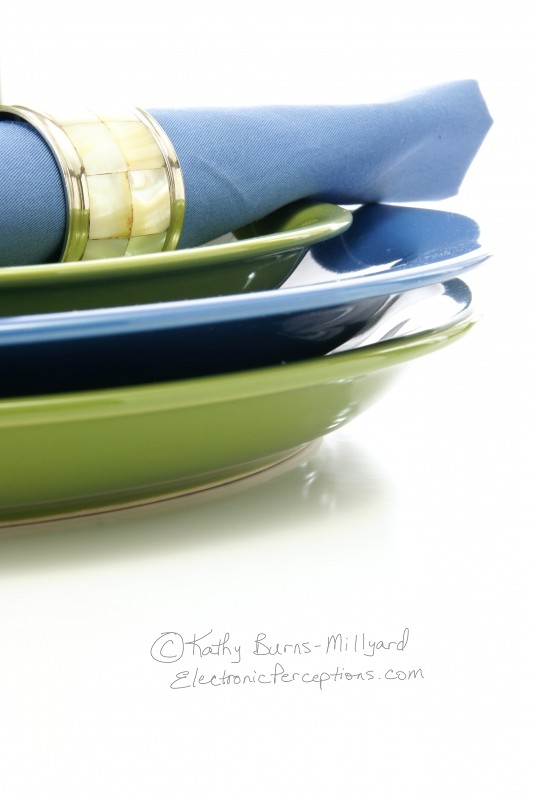 Stock Photo: Green & Blue Tableware Part 2 - by Kathy Burns-Millyard