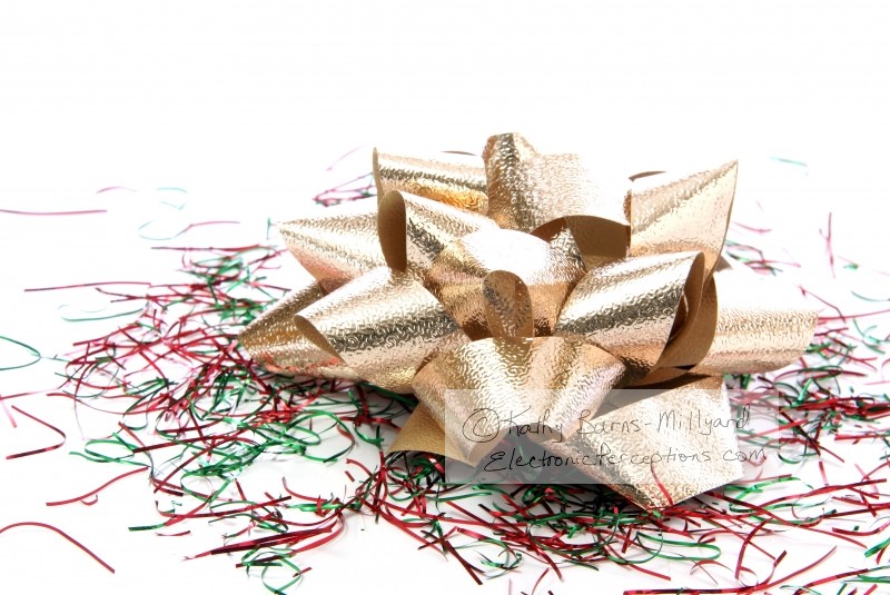 Stock Photo: Gold Bow - by Kathy Burns-Millyard