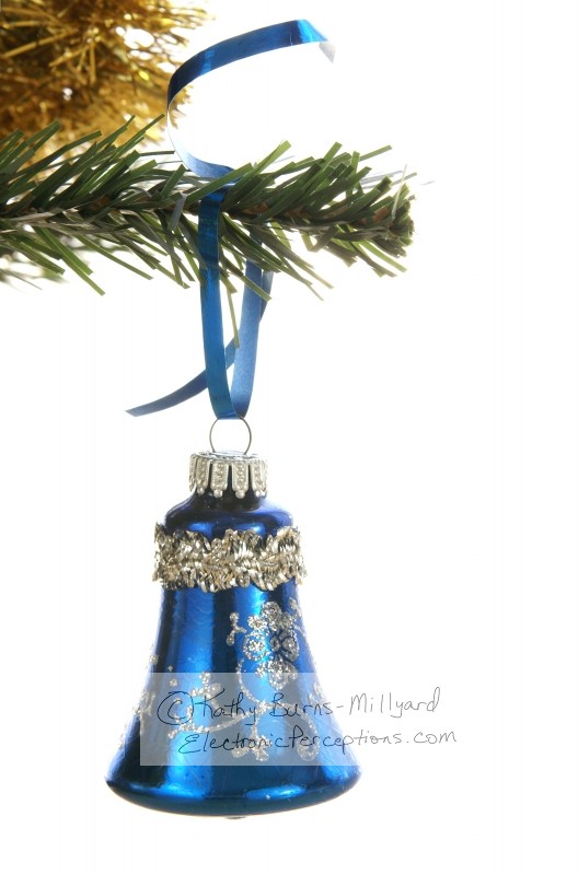 Stock Photo: Blue Christmas Bell Vertical - by Kathy Burns-Millyard