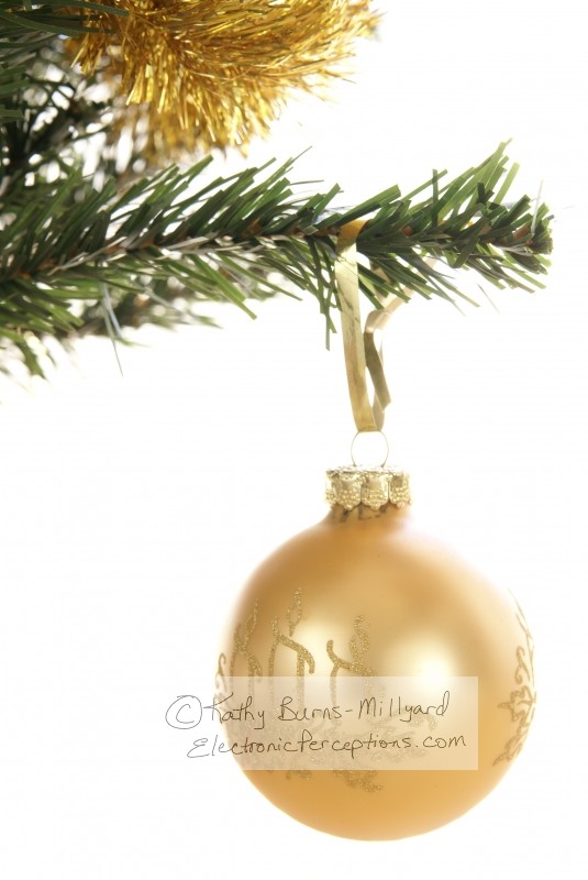 Stock Photo: Gold Christmas Ornament - by Kathy Burns-Millyard