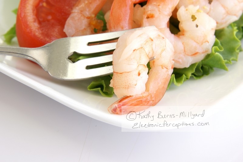 Stock Photo: Shrimp on Fork - by Kathy Burns-Millyard