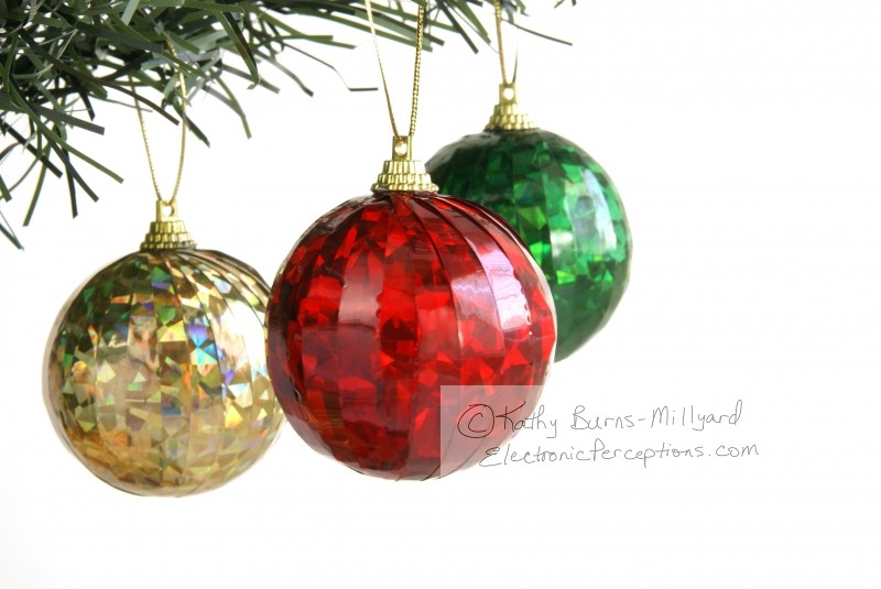 Stock Photo: Three Christmas Balls - by Kathy Burns-Millyard