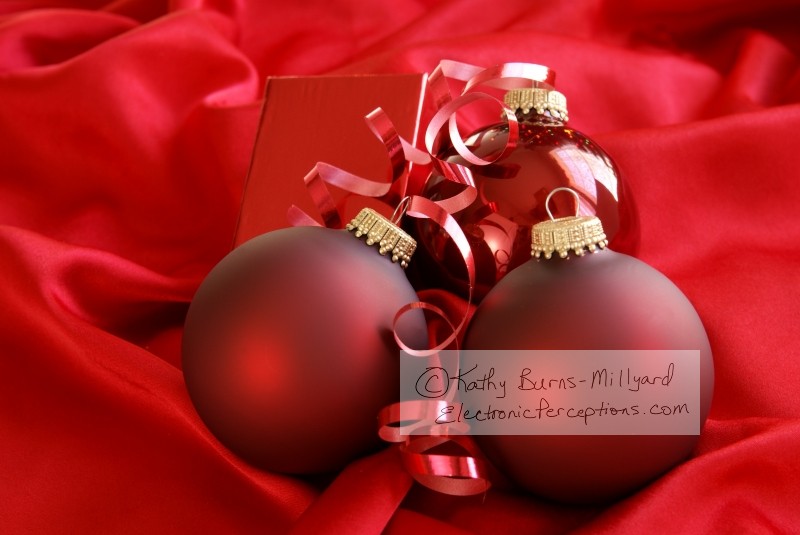 Stock Photo: Red Christmas Decorations - by Kathy Burns-Millyard