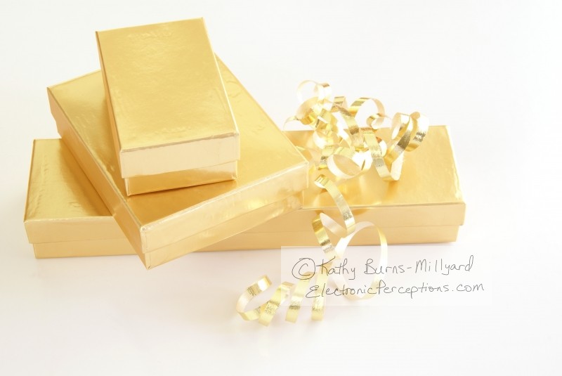 Stock Photo: Gold Gifts Uncropped - by Kathy Burns-Millyard
