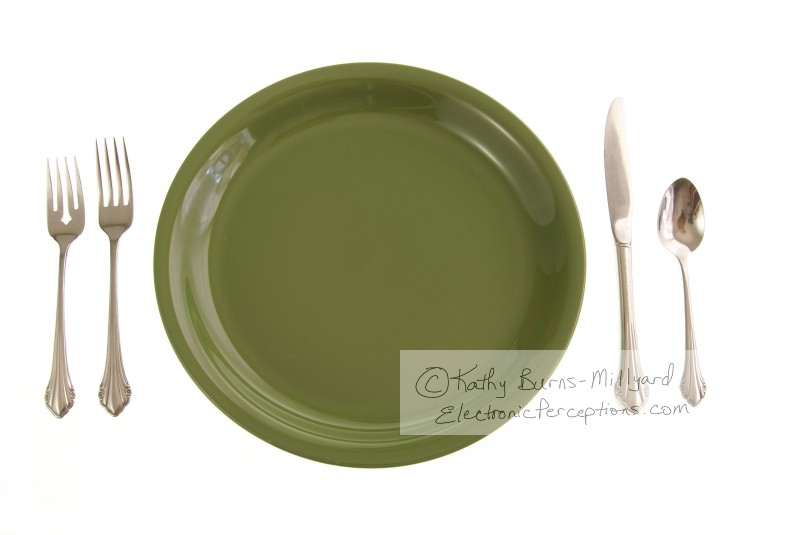Stock Photo: Green Place Setting - by Kathy Burns-Millyard