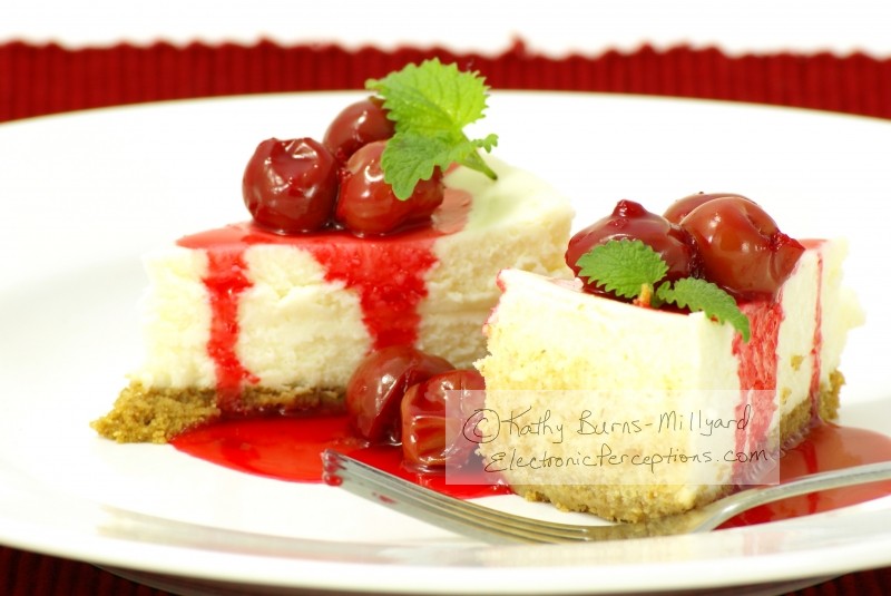 Stock Photo: Cherry Cheesecake - by Kathy Burns-Millyard