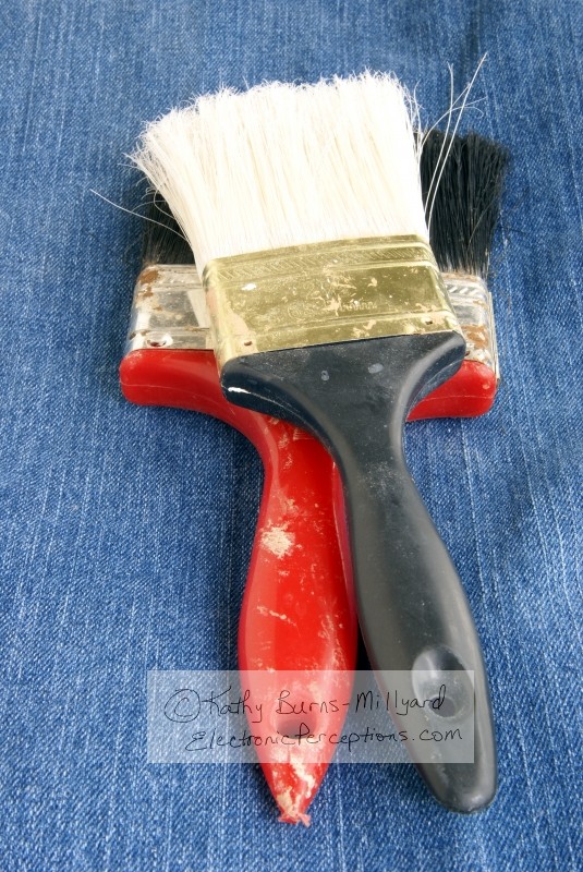 Stock Photo: Two Old Paintbrushes - by Kathy Burns-Millyard