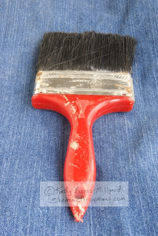 Stock Photo: Old Red Paintbrush - by Kathy Burns-Millyard
