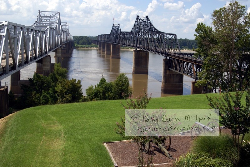 Stock Photo: Two Mississippi River Bridges - by Kathy Burns-Millyard