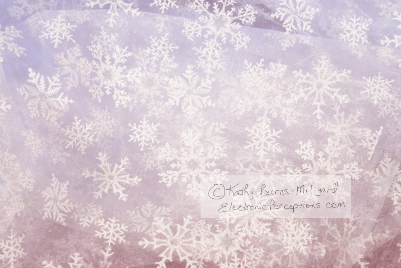 Stock Photo: White Snowflake Fabric Background - by Kathy Burns-Millyard